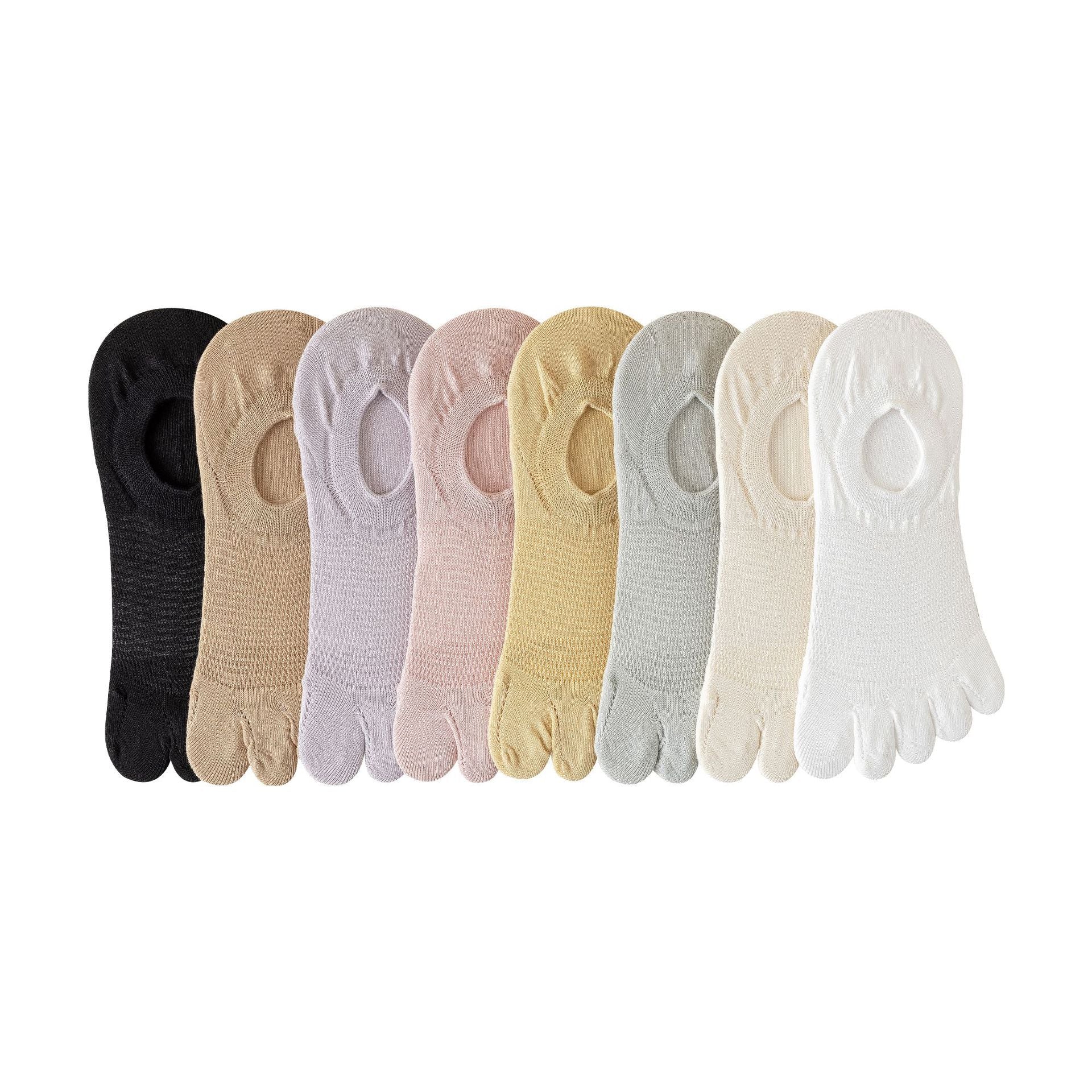 Women’s Breathable Cotton Five Toe No Show Socks – Anti-Slip Liner - 3 Pairs