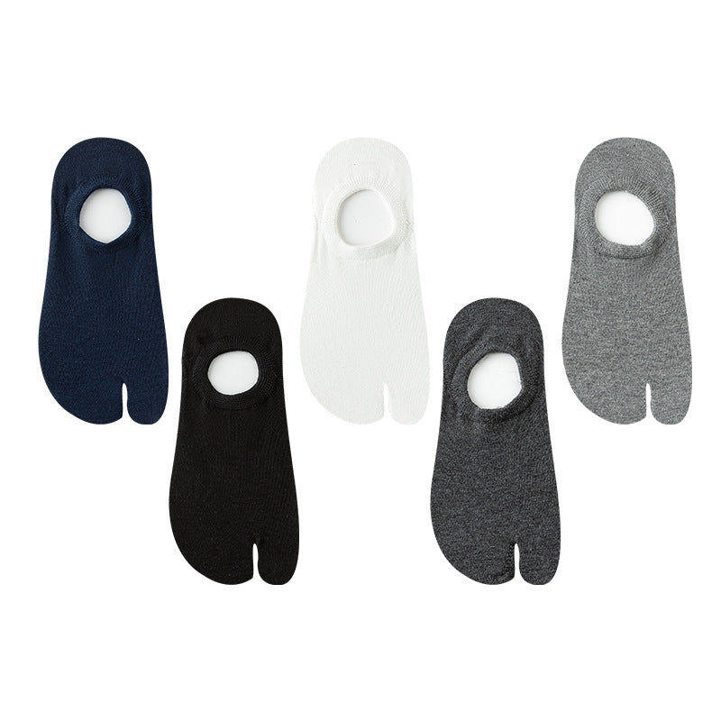 Men’s Split Two-Toe No-Show Socks – Anti-Slip Heel Grip - 3 Pairs