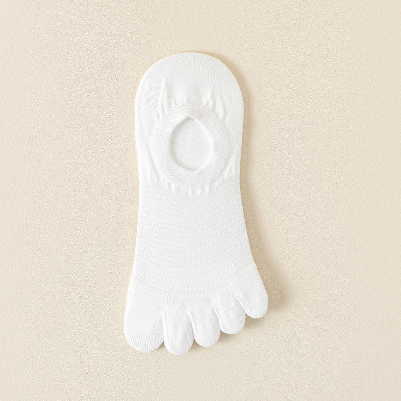Women’s Breathable Cotton Five Toe No Show Socks – Anti-Slip Liner - 3 Pairs