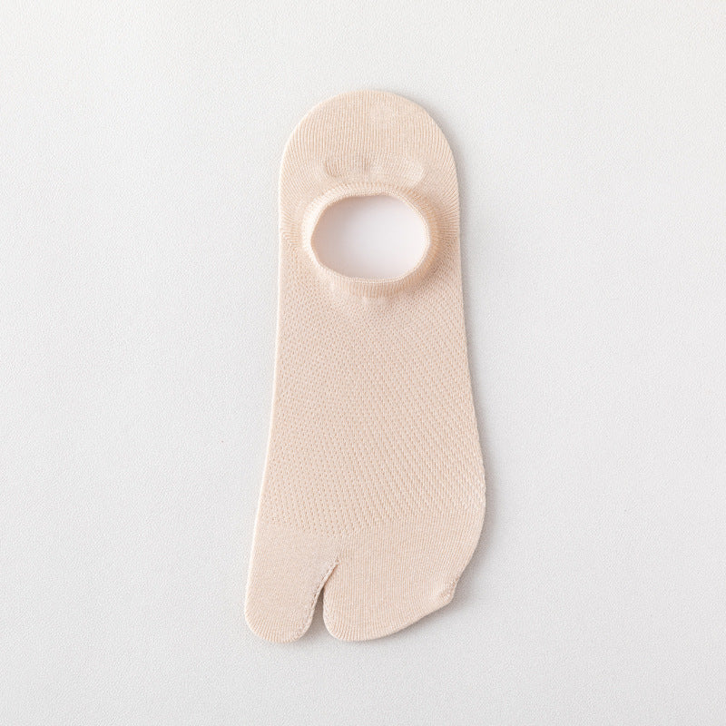 Women’s Split Toe Mesh Low Cut Socks – Breathable Summer Cotton - 3 Pairs