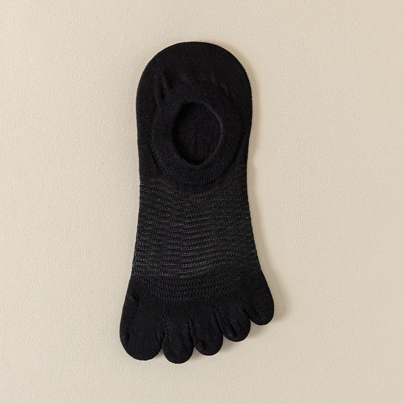 Women’s Breathable Cotton Five Toe No Show Socks – Anti-Slip Liner - 3 Pairs