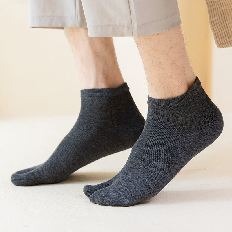 Men’s Split Toe Cotton Ankle Socks – Breathable & Anti-Slip - 3 Pairs
