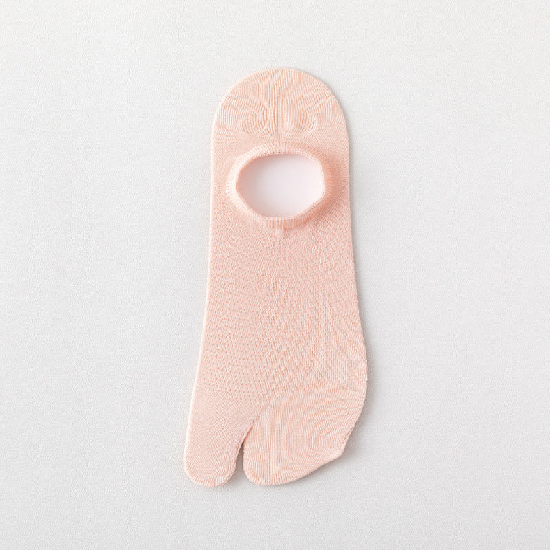 Women’s Split Toe Mesh Low Cut Socks – Breathable Summer Cotton - 3 Pairs