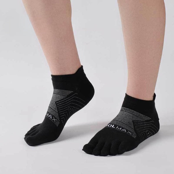 Coolmax Five Toe Running Socks – Breathable Athletic Socks for Large Feet - 3 Pairs