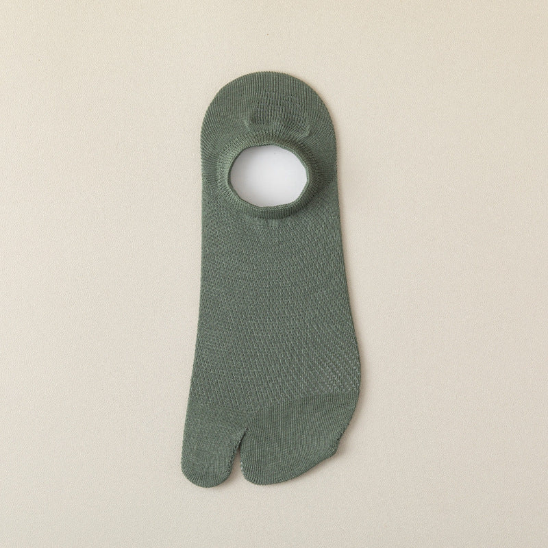 Men’s Split Toe Mesh Low Cut Socks – Breathable Summer Cotton - 3 Pairs