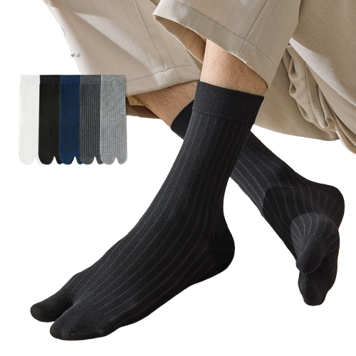 Men’s Split Two-Toe Socks – Japanese Tabi Style Crew Socks - 3 Pairs