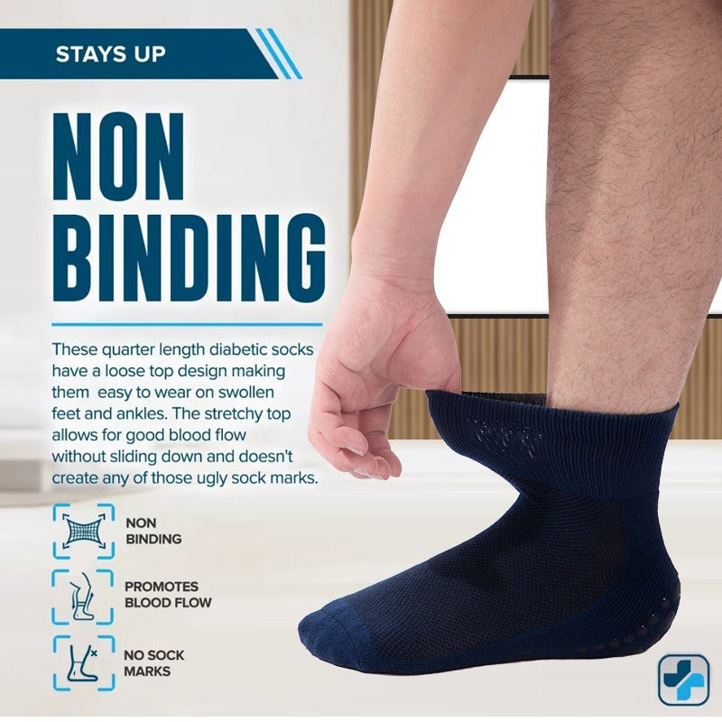 Non-Slip Diabetic Comfort Socks with Loose Top &amp; Extra Wide Fit - 3 Pairs