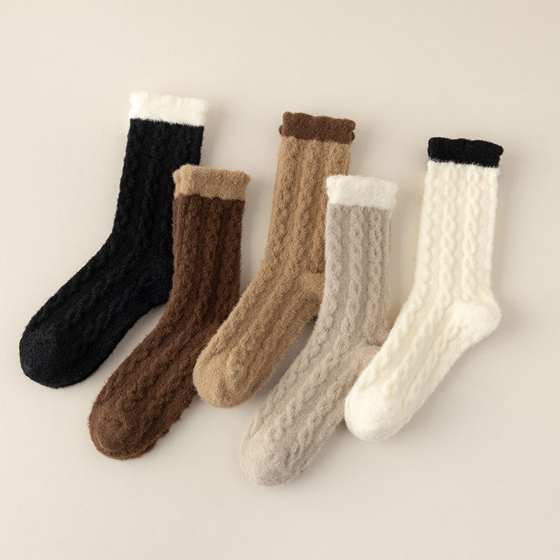 Twisted Pattern Cozy Home Socks - 3 Pairs