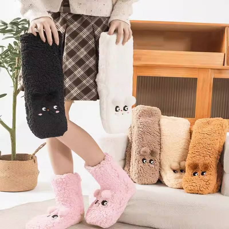 Non-Slip Panda Plush Winter Slipper Socks