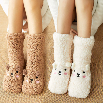 Non-Slip Bear Plush Winter Slipper Socks
