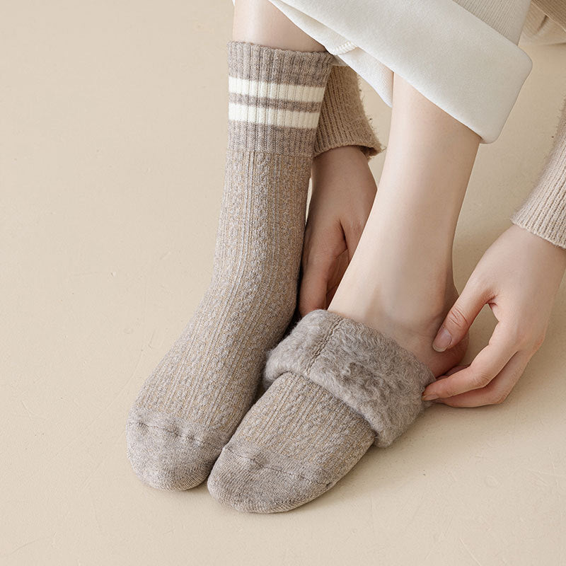 Classic Striped Cozy Crew Socks - 2 Pairs