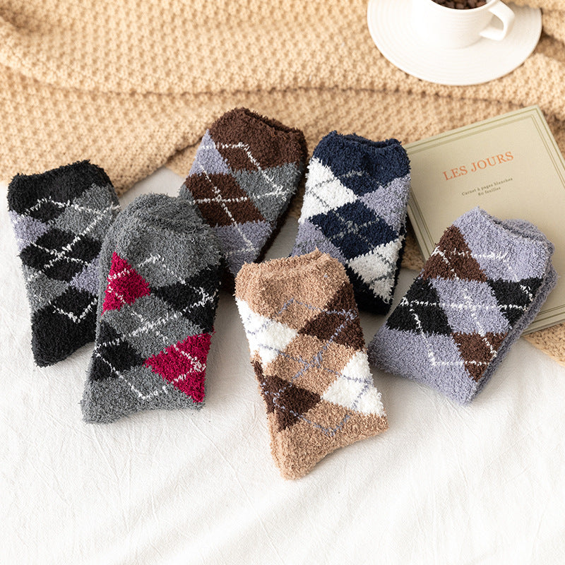 Cozy Argyle Fleece Socks - 3 Pairs