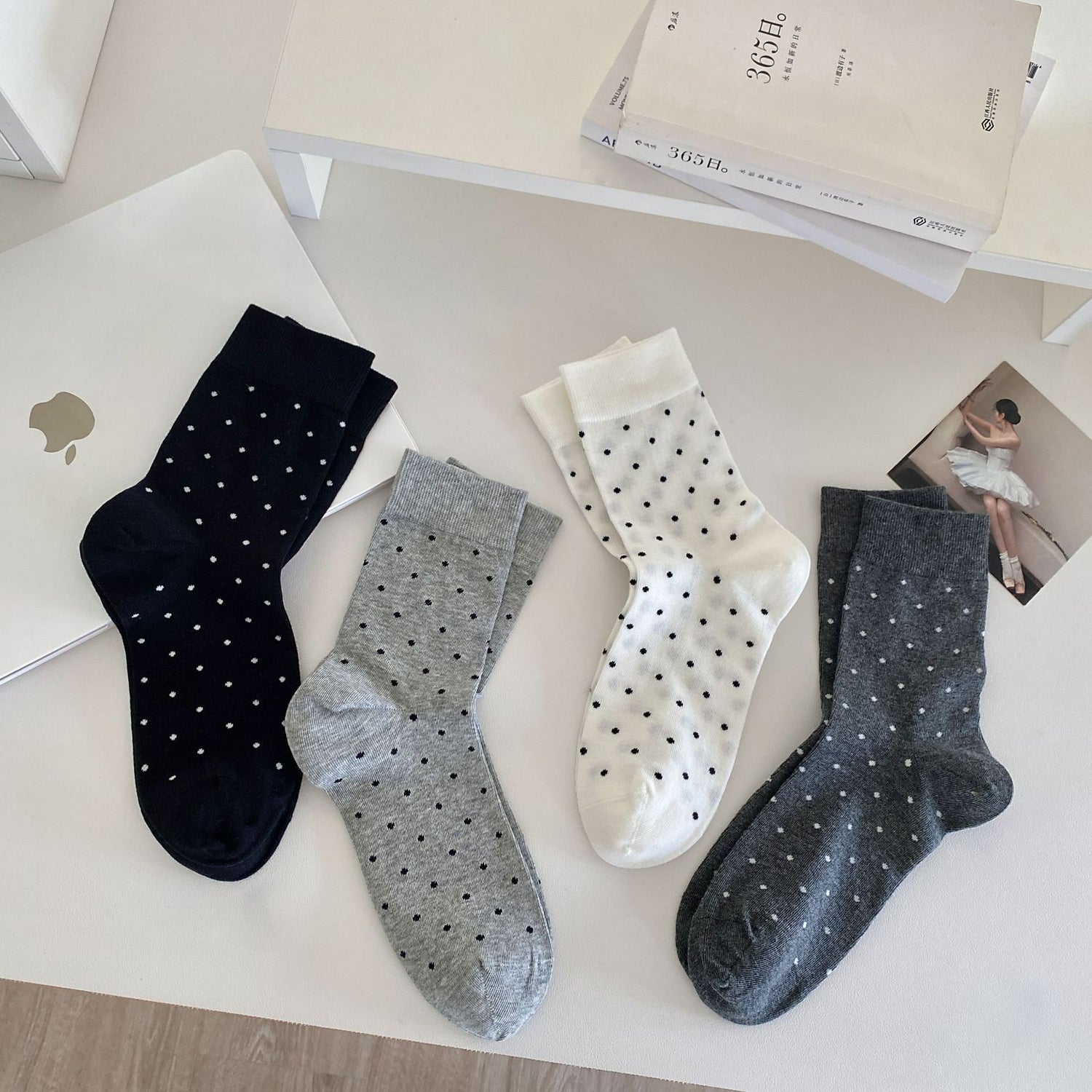 Polka Dot Charm Cotton Socks - 3 Pairs