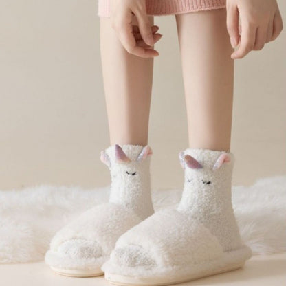 Cozy Unicorn Fleece Home Socks - 2 Pairs