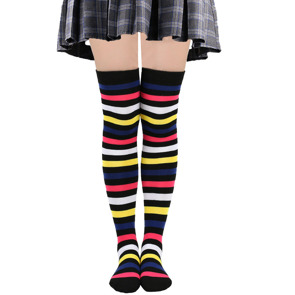 Stripe Over The Knee Socks Women - 3 Pairs