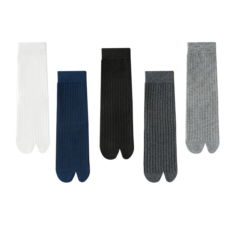 Men’s Split Two-Toe Socks – Japanese Tabi Style Crew Socks - 3 Pairs
