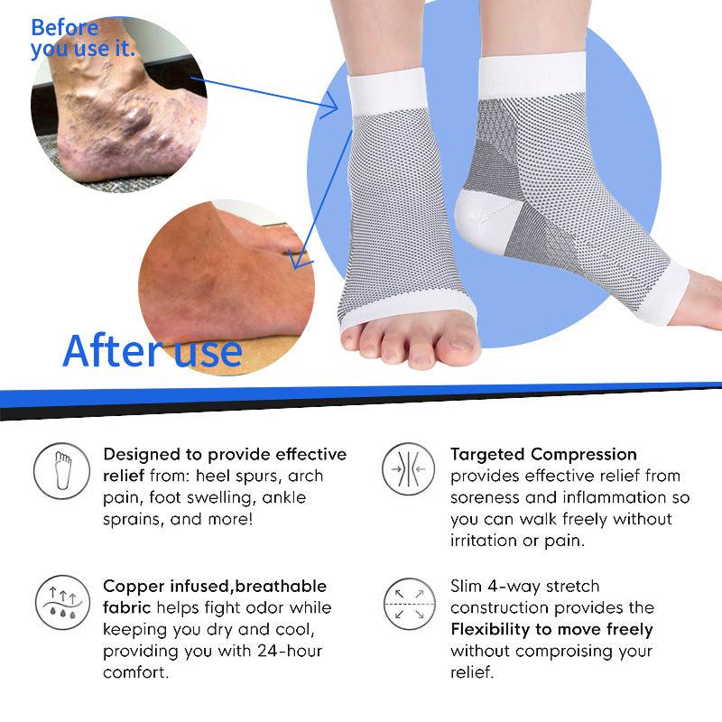 Ankle Compression Sleeves Socks Open Toe - 3 Pairs