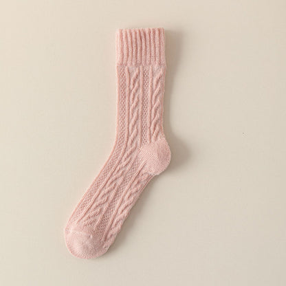 Cloud Bloom Pastel Cable-Knit Socks - 3 Pairs