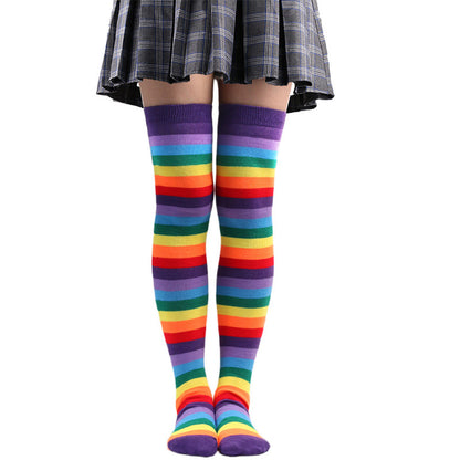 Stripe Over The Knee Socks Women - 3 Pairs