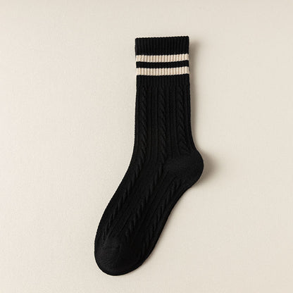 Vintage Cable Knit Crew Socks - 3 Pairs