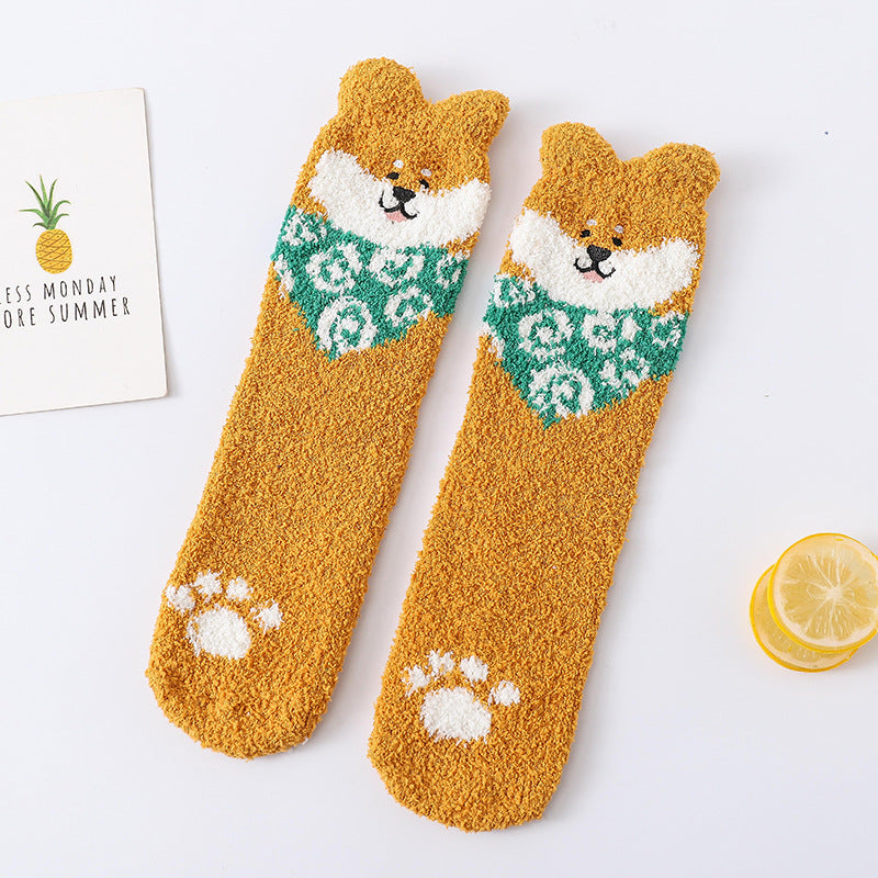 Cozy Paws Fluffy Animal Socks - 2 Pairs