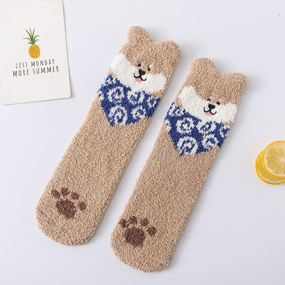 Cozy Paws Fluffy Animal Socks - 2 Pairs