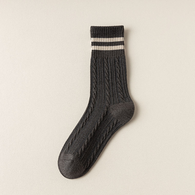 Vintage Cable Knit Crew Socks - 3 Pairs