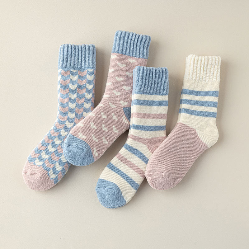 Cozy Charm Pastel Winter Cotton Socks - 2 Pairs