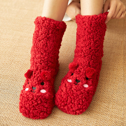Non-Slip Bear Plush Winter Slipper Socks