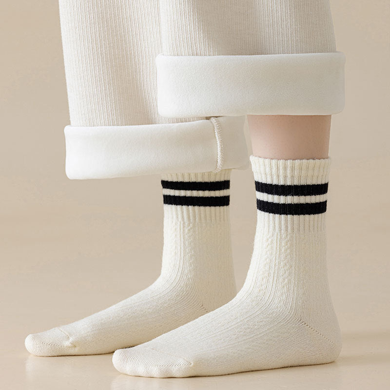 Classic Striped Cozy Crew Socks - 2 Pairs