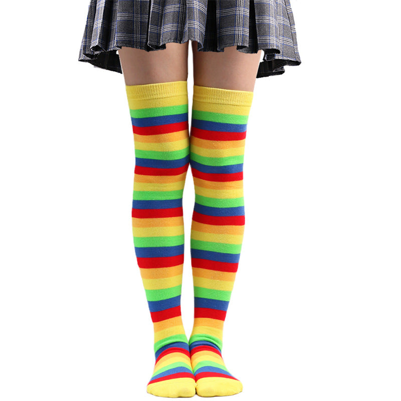 Stripe Over The Knee Socks Women - 3 Pairs