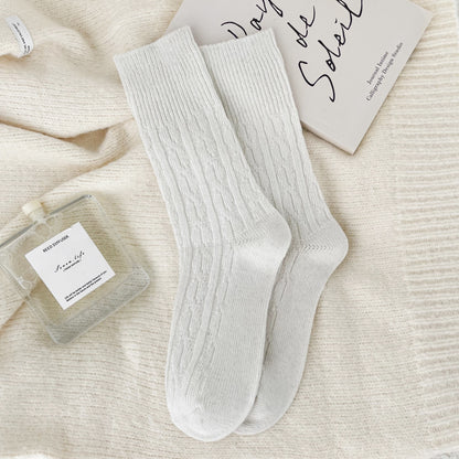 Classic Cable-Knit Wool Socks - 2 Pairs