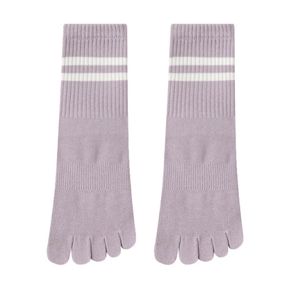 GripFit Stripe Cotton Crew Toe Socks - 3 Pairs