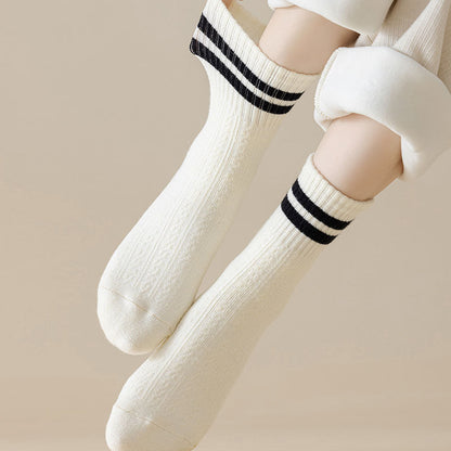 Classic Striped Cozy Crew Socks - 2 Pairs