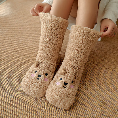 Non-Slip Bear Plush Winter Slipper Socks
