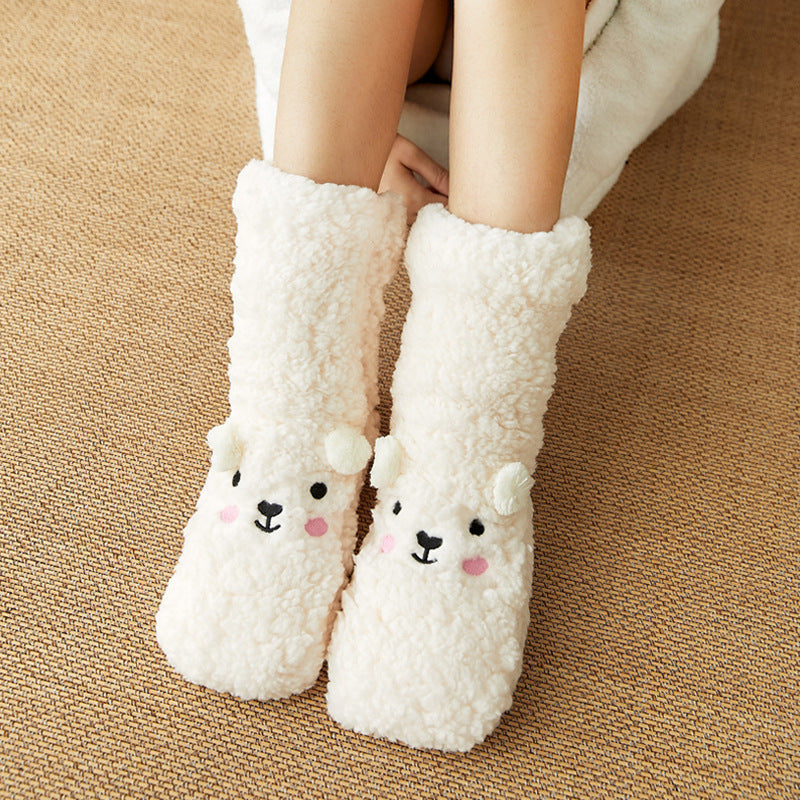Non-Slip Bear Plush Winter Slipper Socks