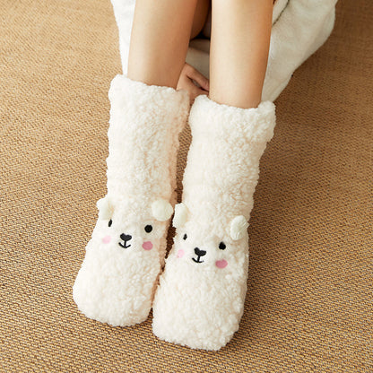 Non-Slip Bear Plush Winter Slipper Socks