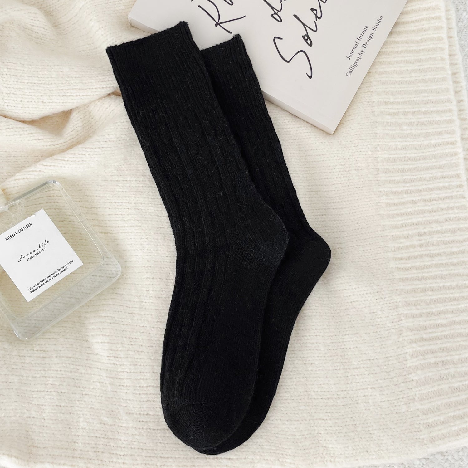 Classic Cable-Knit Wool Socks - 2 Pairs