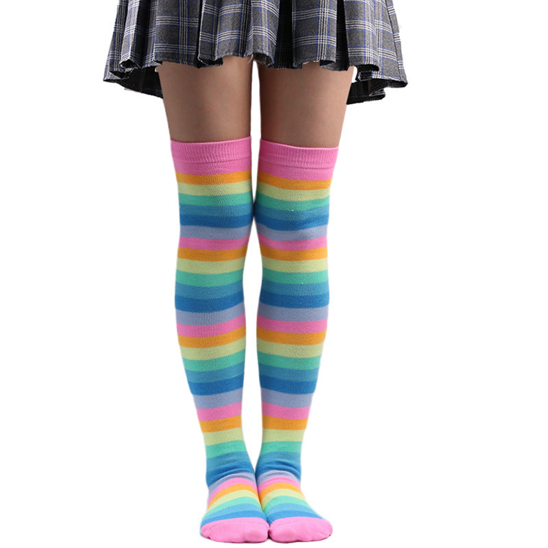 Stripe Over The Knee Socks Women - 3 Pairs