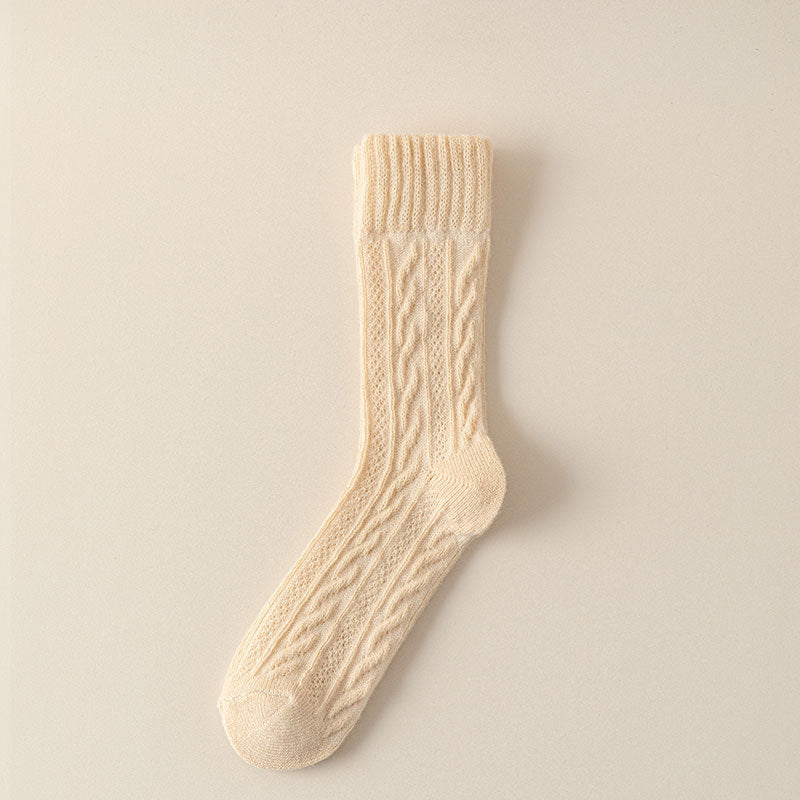Cloud Bloom Pastel Cable-Knit Socks - 3 Pairs