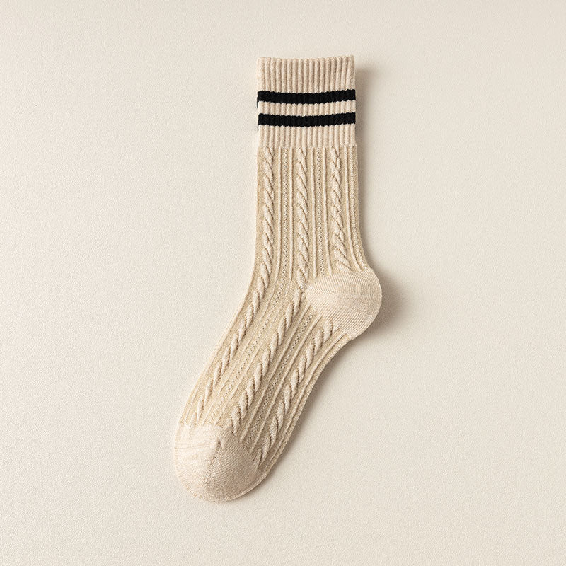 Vintage Cable Knit Crew Socks - 3 Pairs