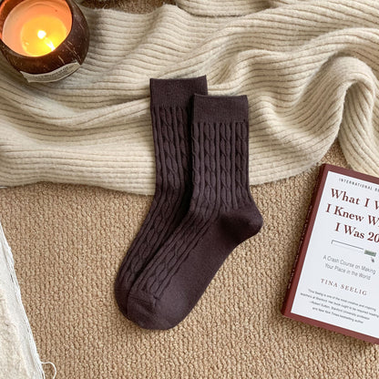 Classic Cable-Knit Wool Socks Men - 2 Pairs
