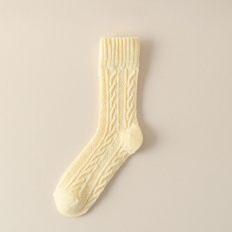 Cloud Bloom Pastel Cable-Knit Socks - 3 Pairs