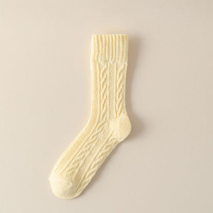 Cloud Bloom Pastel Cable-Knit Socks - 3 Pairs
