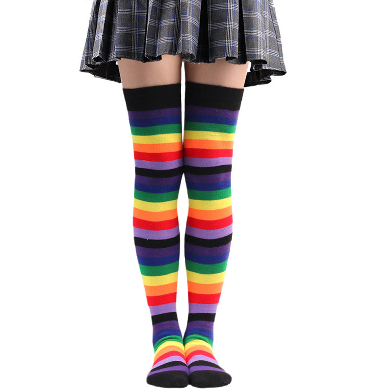 Stripe Over The Knee Socks Women - 3 Pairs