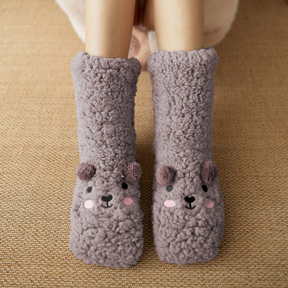 Non-Slip Bear Plush Winter Slipper Socks