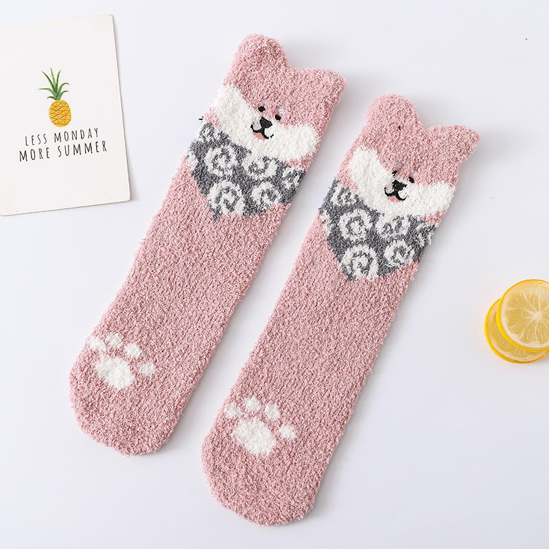 Cozy Paws Fluffy Animal Socks - 2 Pairs