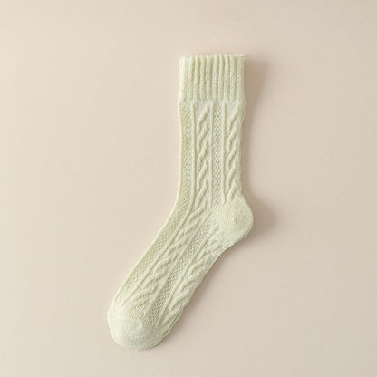 Cloud Bloom Pastel Cable-Knit Socks - 3 Pairs