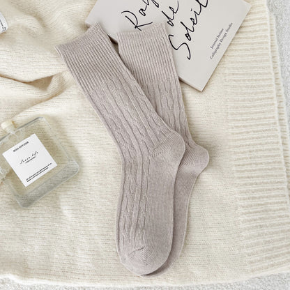 Classic Cable-Knit Wool Socks - 2 Pairs