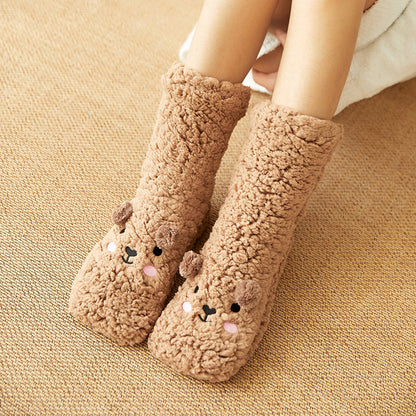 Non-Slip Bear Plush Winter Slipper Socks